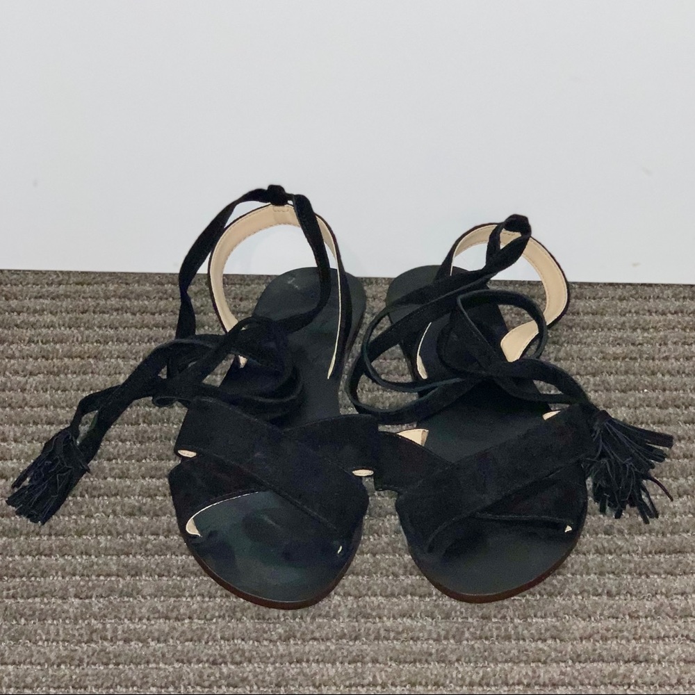 J Crew Boho Tie Up Strappy Black Sandal